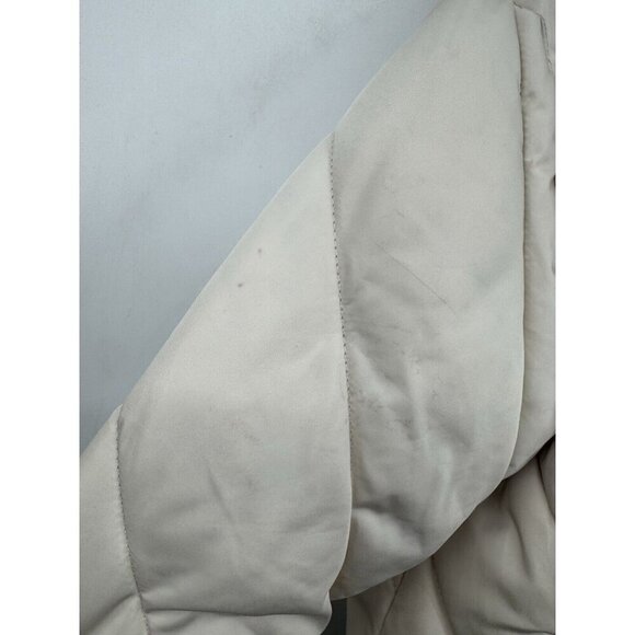 Zara Puffer Jacket Women Medium Beige Cropped Preppy Minimalist Full‎ Zip - Picture 7 of 13